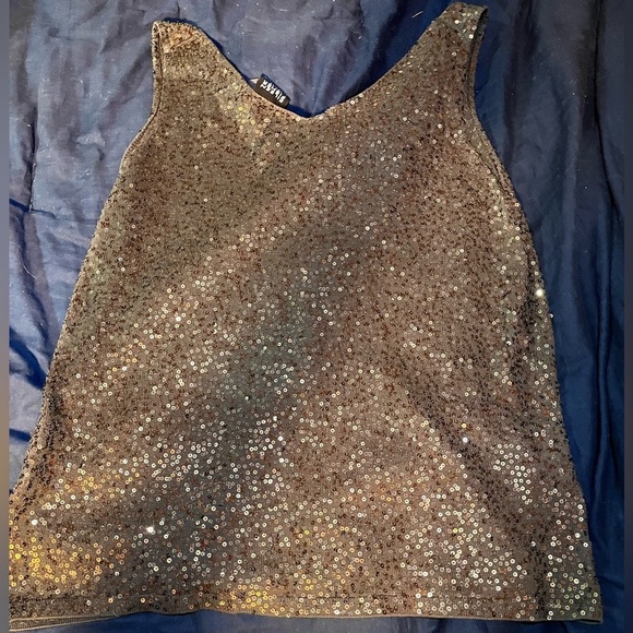 Eileen Fisher Silk Sequin Tank Top in Chocolate Brown Luxury Designer NWOT - Picture 3 of 9